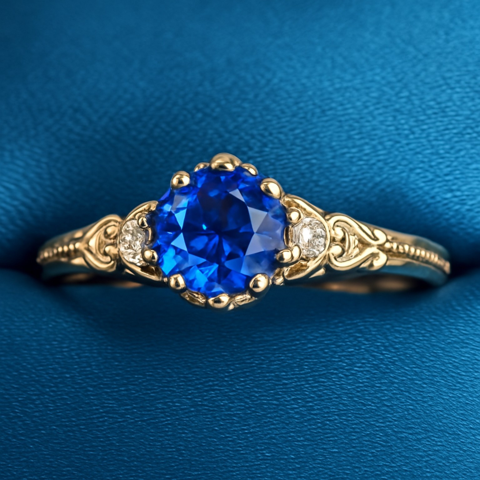 Vintage-inspired blue gemstone ring