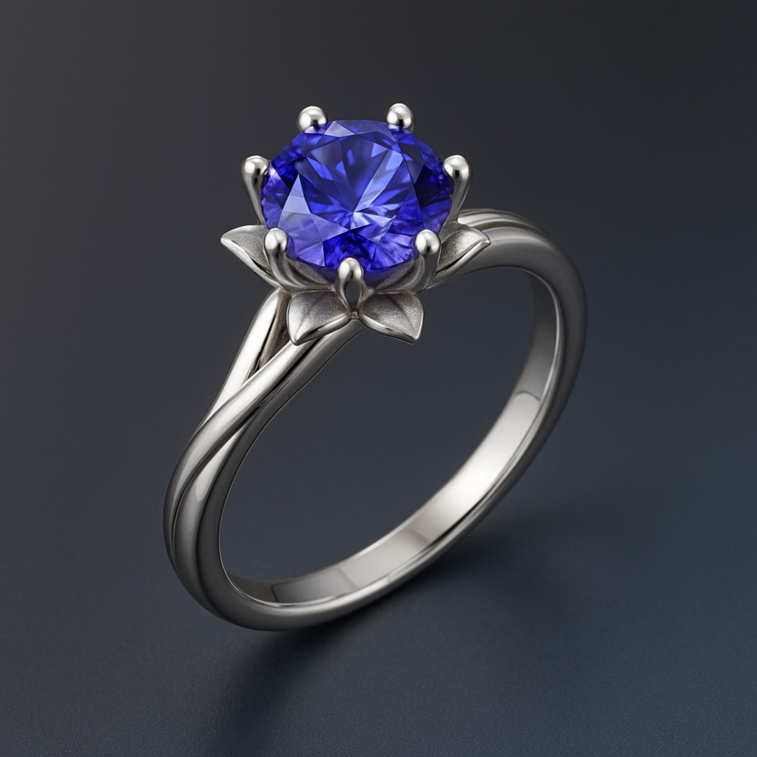 Purple gemstone flower ring